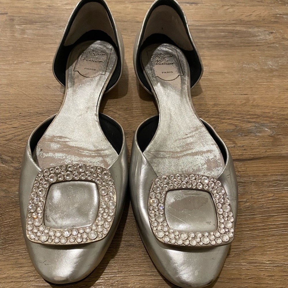 Silver roger vivier loafers